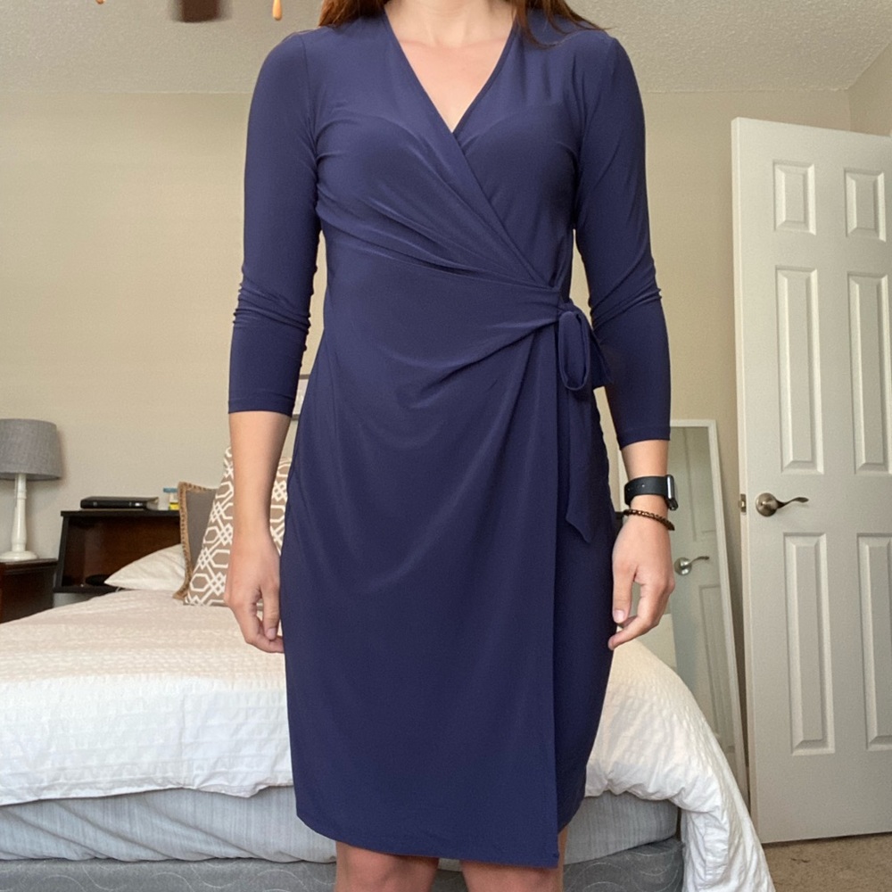 Anne Klein navy wrap dress